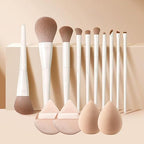 Professional 13-Piece Makeup Brush & Beauty Blender Set – Premium Soft Bristles (White Edition)