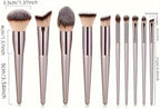 Luxury Makeup Brush Set – Premium Soft Synthetic Bristles with Silver Handles (Face & Eye Brushes)