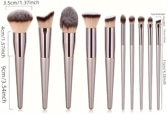 Luxury Makeup Brush Set – Premium Soft Synthetic Bristles with Silver Handles (Face & Eye Brushes)