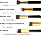 Professional Makeup Brush Set – 10 Pieces (Black & Gold Premium Brushes)