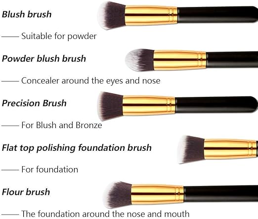 Professional Makeup Brush Set – 10 Pieces (Black & Gold Premium Brushes)