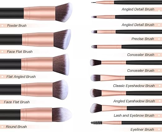 Professional 15-Piece Makeup Brush Set – Premium Soft Bristles for Face & Eye Makeup