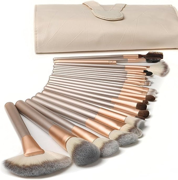 Professional Makeup Brush Set – 20 Pieces with Premium Storage Pouch (Rose Gold Finish)