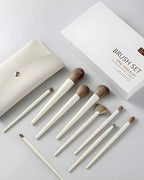 Professional White Makeup Brush Set – 10 Pieces with Elegant Storage Pouch