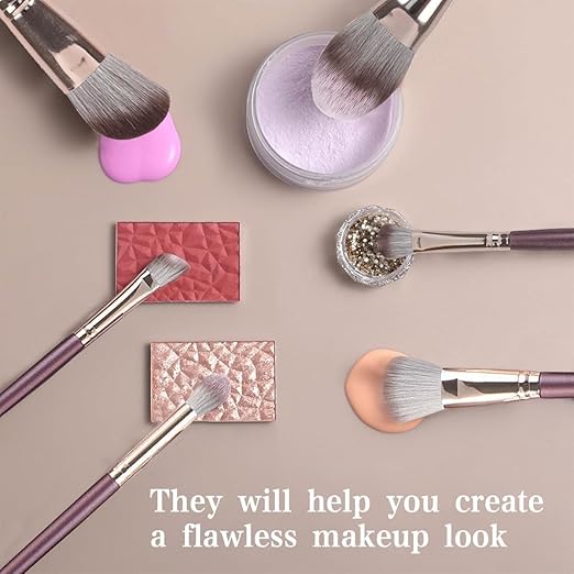 Professional Makeup Brush Set – 12 Pieces (Rose Purple Edition)