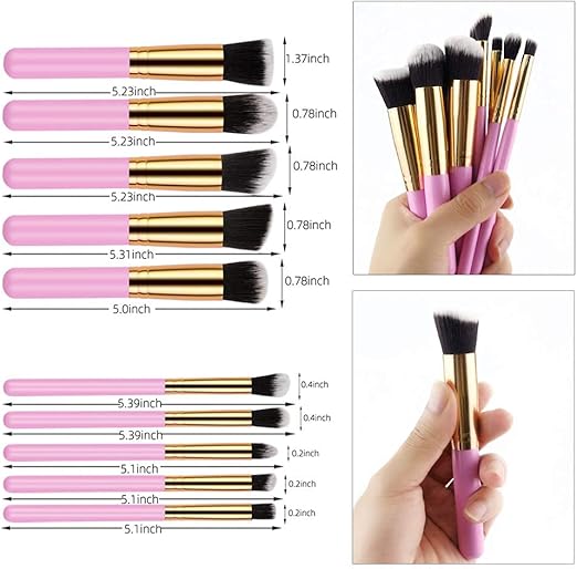 Professional Makeup Brush Set – Soft Synthetic Bristles with Pink Handles (Face & Eye Brushes)