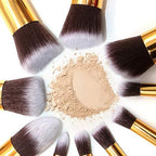 Professional Makeup Brush Set – 10 Pieces (Black & Gold Premium Brushes)