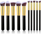 Professional Makeup Brush Set – 10 Pieces (Black & Gold Premium Brushes)