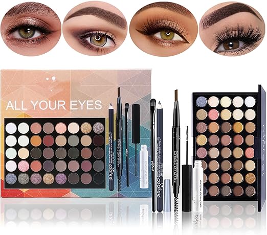 ALL YOUR EYES – 50+ Shades Pro Eye Makeup Kit with Eyeshadow Palette, Eyeliner, Brow Pencil, Mascara & Eye Tools
