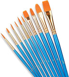 Professional Artist Paint Brush Set – 10 Pieces Nylon Hair Brushes for Acrylic, Oil & Watercolor