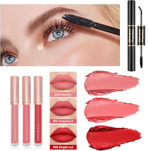 Complete 20-in-1 Beauty Glam Kit – Eyeshadow, Face Brushes, Primer, Concealer, Lip Gloss Set & Travel Pouch