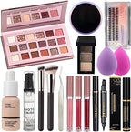 Ultimate 18-in-1 Professional Makeup Kit – Full Glam Set with Eyeshadow Palette, Foundation, Primer, Lip Glosses & Tools