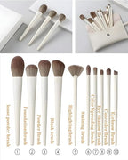 Professional White Makeup Brush Set – 10 Pieces with Elegant Storage Pouch