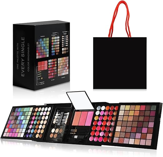 All-in-One Professional Mega Makeup Palette – 180+ Colors Full Glam Kit with Blush, Lip Shades, Brushes & Carry Bag
