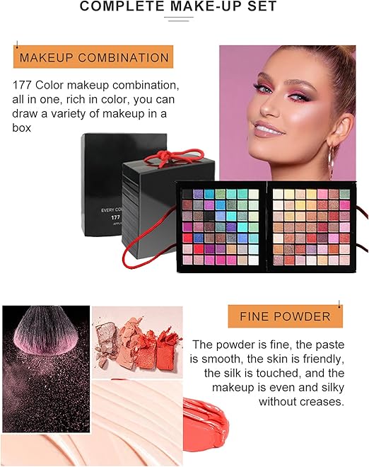 All-in-One Professional Mega Makeup Palette – 180+ Colors Full Glam Kit with Blush, Lip Shades, Brushes & Carry Bag