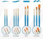 Professional Artist Paint Brush Set – 10 Pieces Nylon Hair Brushes for Acrylic, Oil & Watercolor