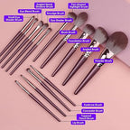 Professional Makeup Brush Set – 12 Pieces (Rose Purple Edition)