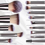 BS-MALL Professional Makeup Brush Set with Pouch & Beauty Blender – 18 Pieces (Silver Edition)