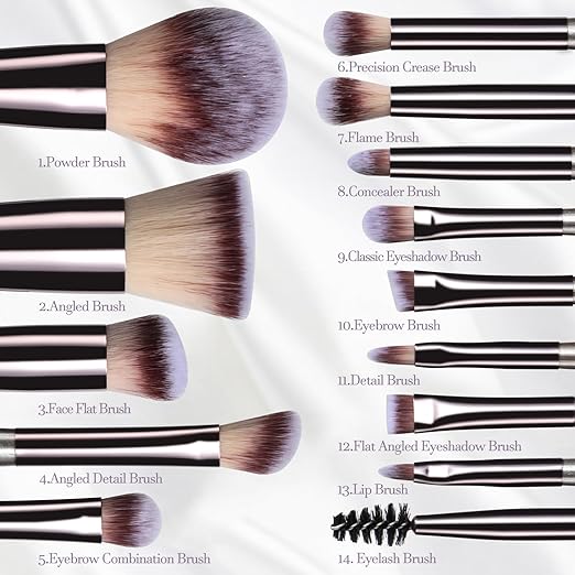 BS-MALL Professional Makeup Brush Set with Pouch & Beauty Blender – 18 Pieces (Silver Edition)