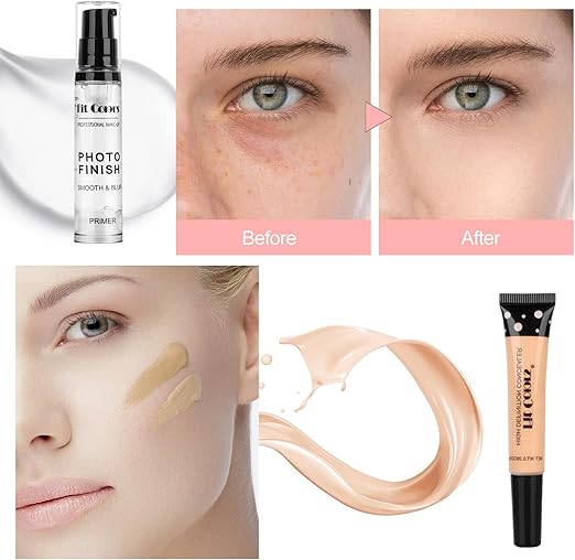 Complete 20-in-1 Beauty Glam Kit – Eyeshadow, Face Brushes, Primer, Concealer, Lip Gloss Set & Travel Pouch