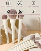 Professional White Makeup Brush Set – 10 Pieces with Elegant Storage Pouch