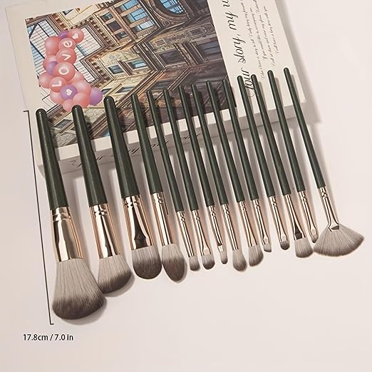 Professional Makeup Brush Set with Leather Pouch – 15 Pieces (Premium Quality)