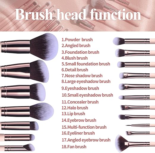 Professional Makeup Brush Set – 24 Pieces with Beauty Blenders, Brush Holder & Cleaning Pad (Premium Pink Edition)