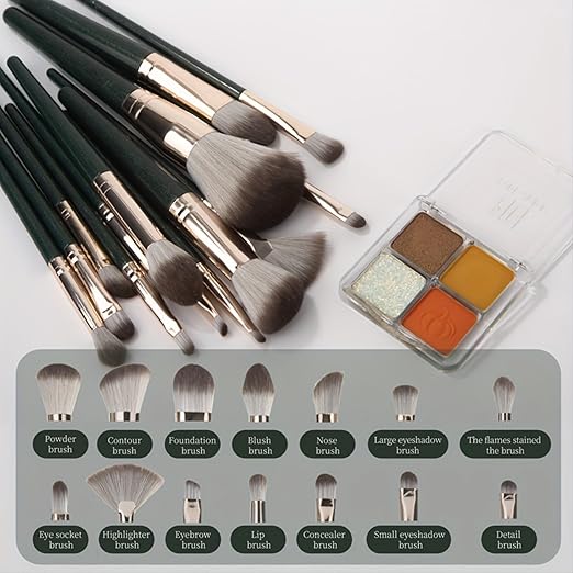 Professional Makeup Brush Set with Leather Pouch – 15 Pieces (Premium Quality)