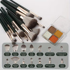 Professional Makeup Brush Set with Leather Pouch – 15 Pieces (Premium Quality)
