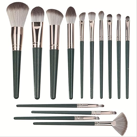 Professional Makeup Brush Set with Leather Pouch – 15 Pieces (Premium Quality)