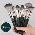 Professional Makeup Brush Set with Leather Pouch – 15 Pieces (Premium Quality)