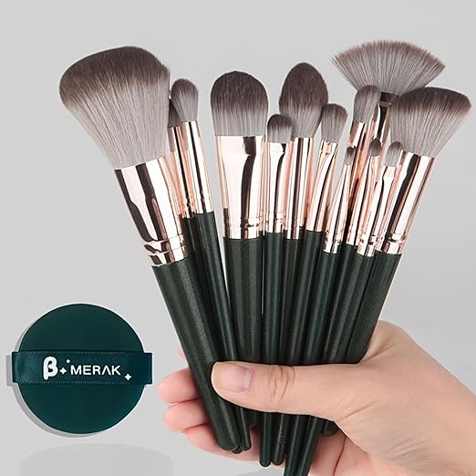 Professional Makeup Brush Set with Leather Pouch – 15 Pieces (Premium Quality)