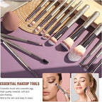 BS-MALL Professional Makeup Brush Set with Pouch & Beauty Blender – 18 Pieces (Silver Edition)